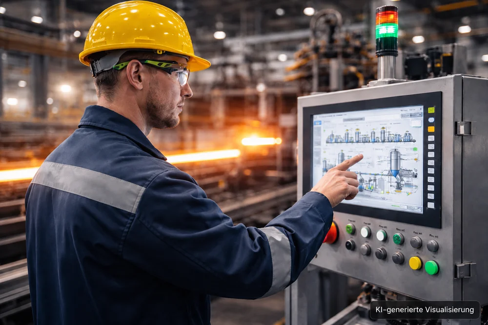 KI-generiertes Bild Robotik und Automatisierung in der Stahlindustrie mit RoWiA aus Niedersachsen
